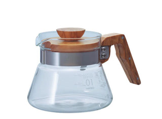 V60 Glass Coffee Server 400ml - Olive Wood